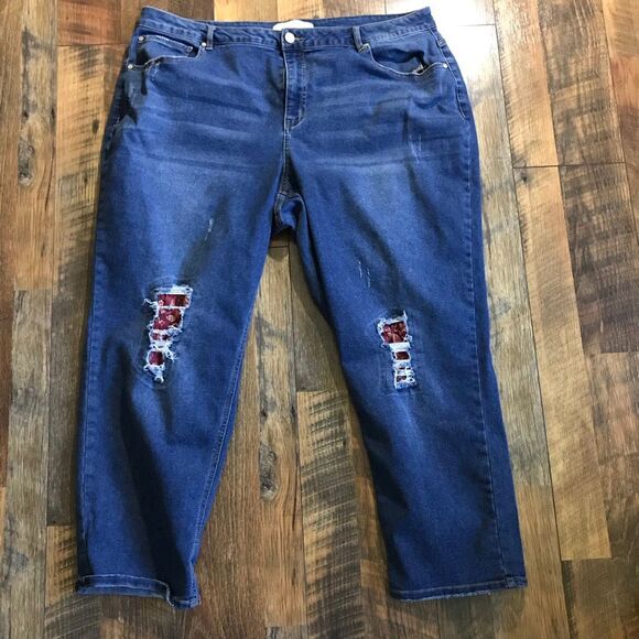 Cato women’s plus Size 20W blue jeans Capris denim crop distressed - Picture 1 of 5